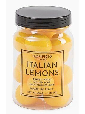 Italian Lemons Mini Hand Soap - Finest Triple Milled, 15.87 oz Jar, Made in